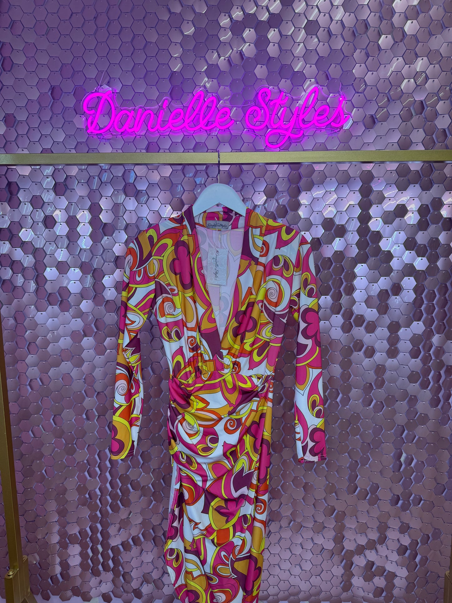 Pattern Side Ruched Dress