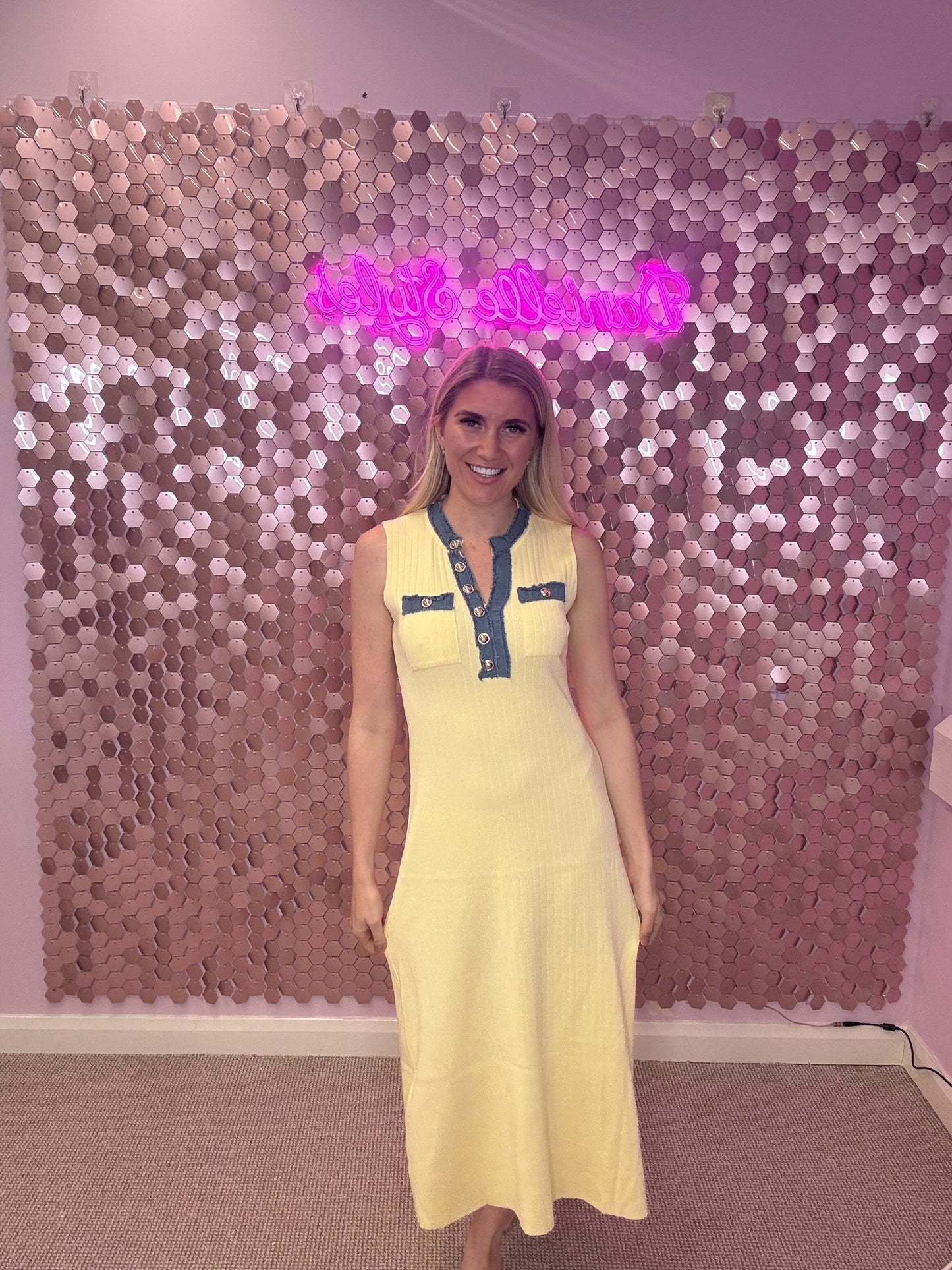 Denim Gold Button Dress
