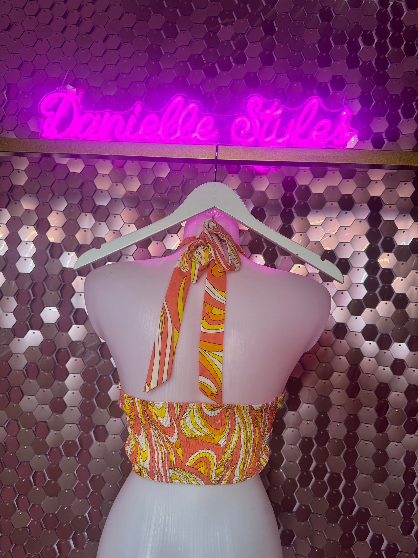 Pattern Halter Neck Top