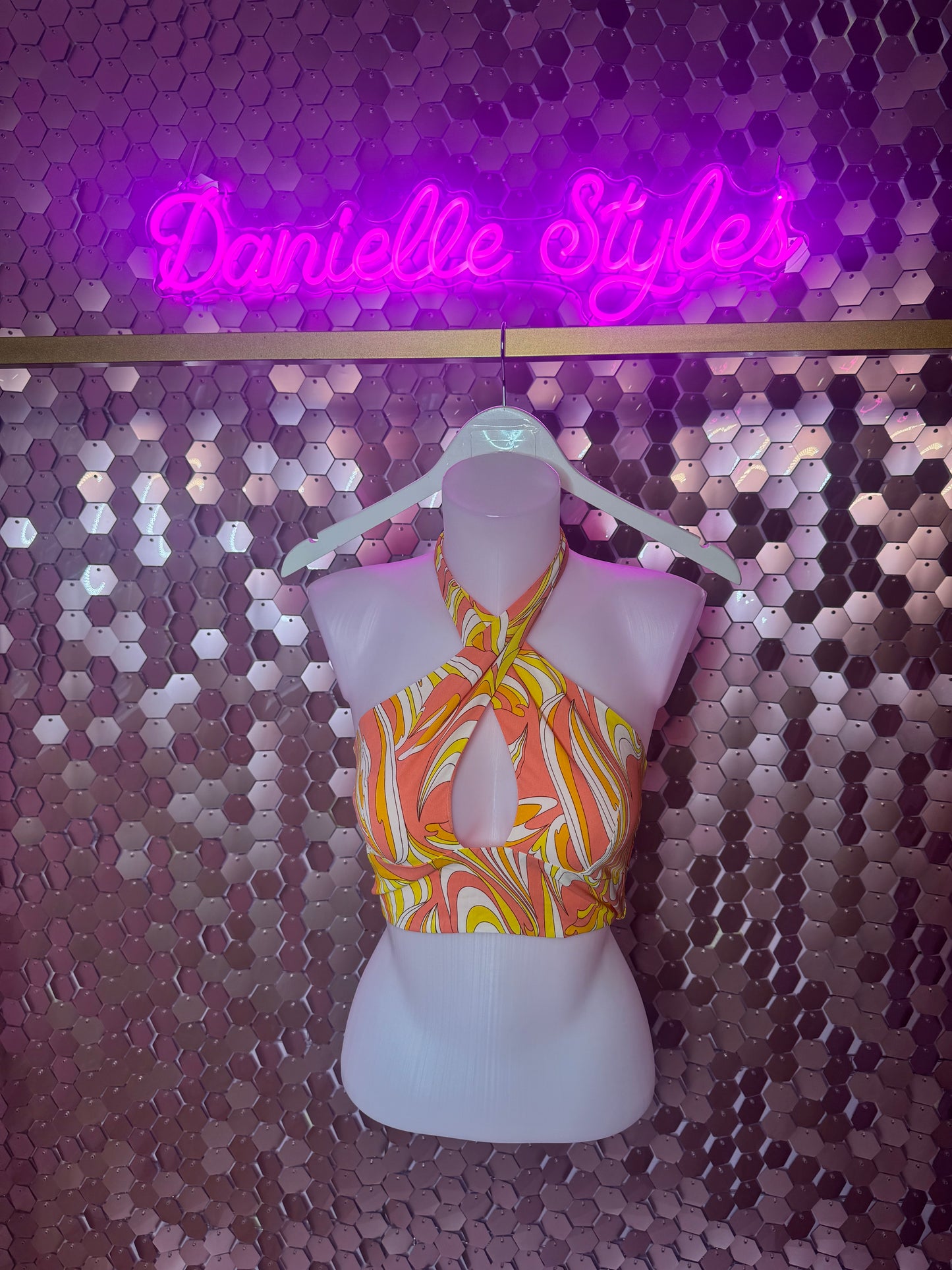 Pattern Halter Neck Top