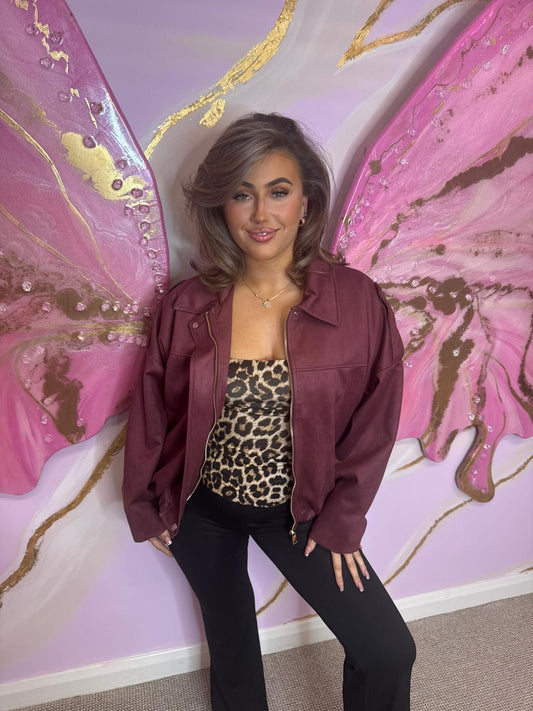 Leopard Lined Suede Jacket