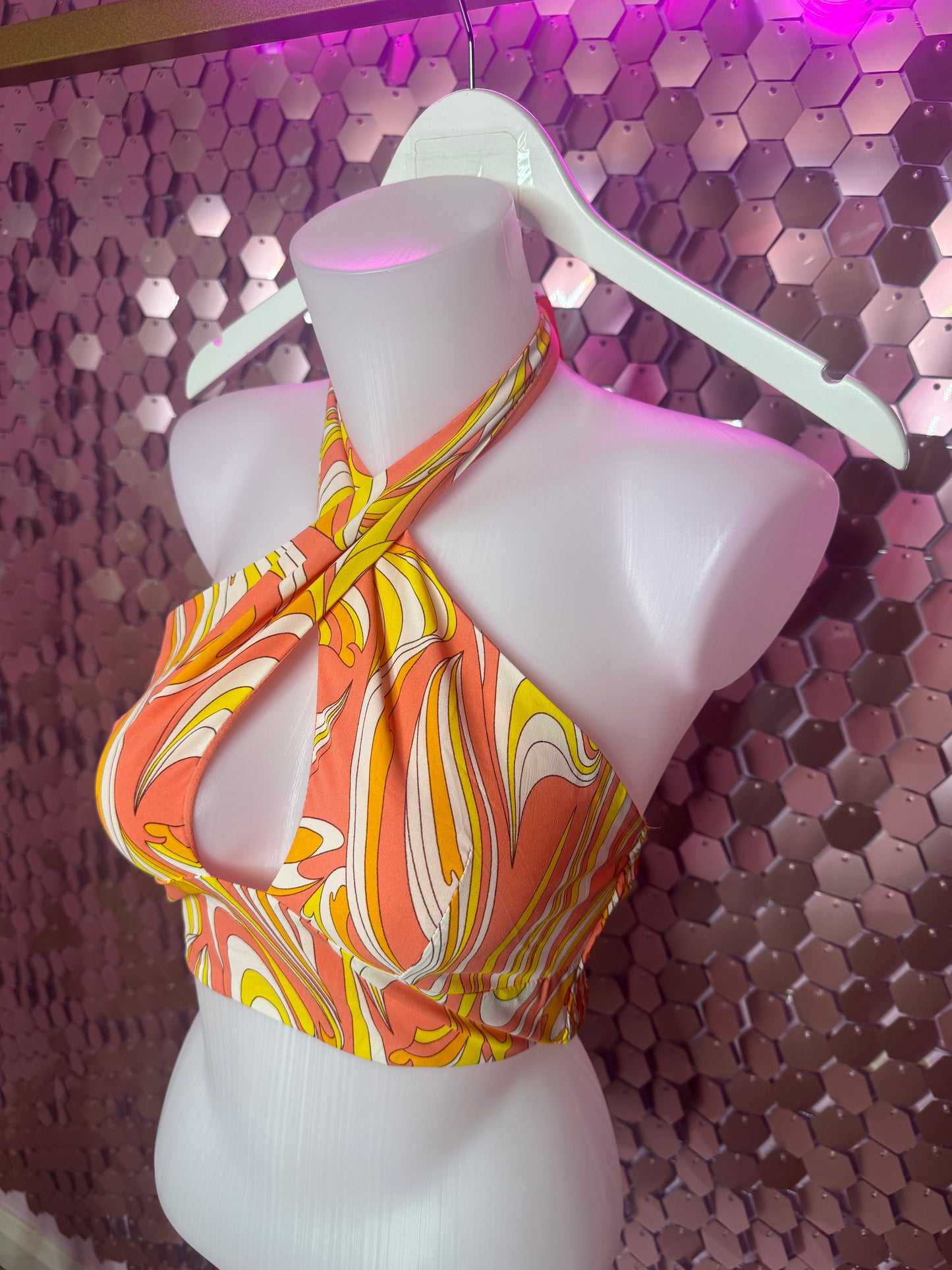 Pattern Halter Neck Top