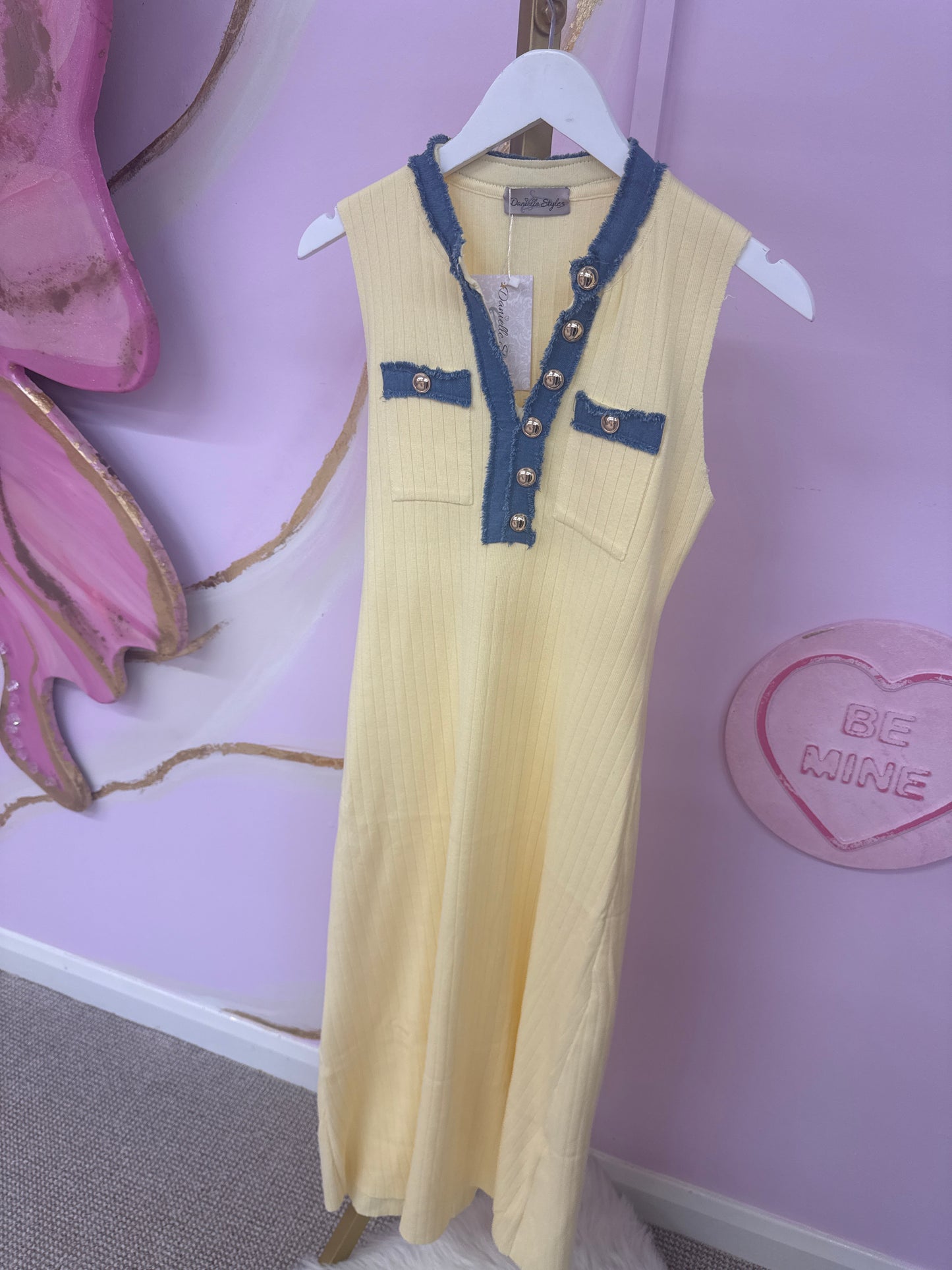 Denim Gold Button Dress