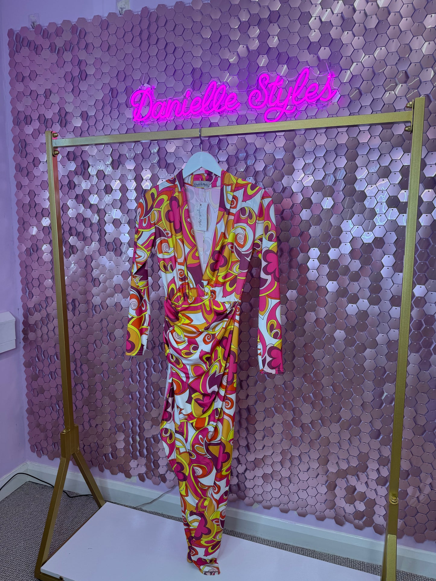 Pattern Side Ruched Dress