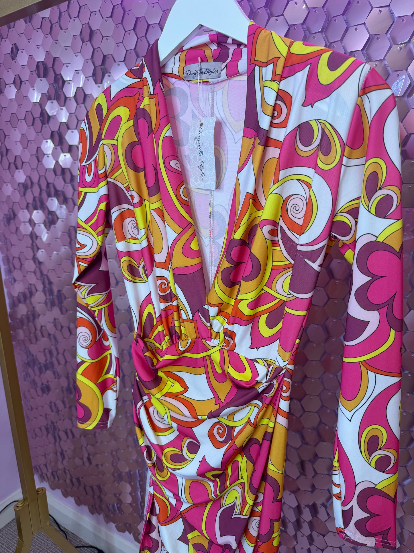 Pattern Side Ruched Dress