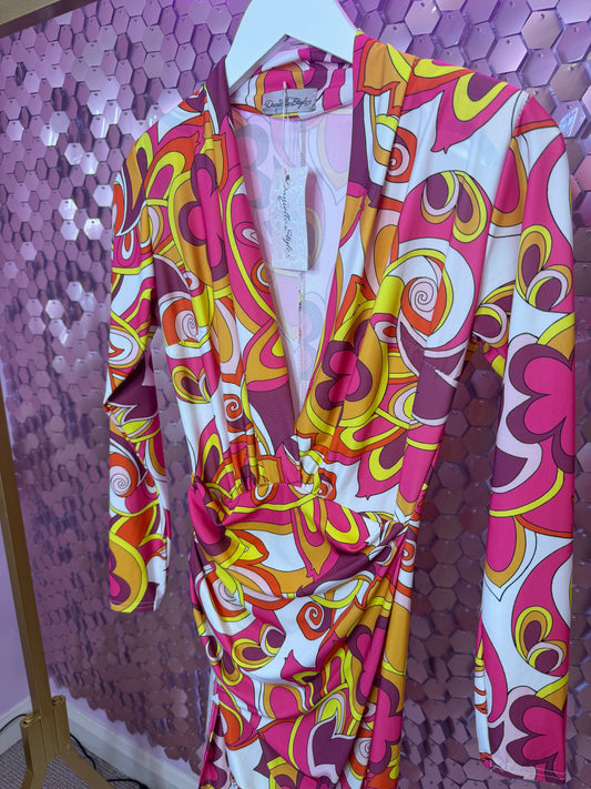 Pattern Side Ruched Dress